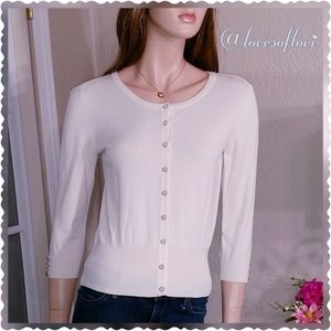 Audrey & Grace Pearl White Cardigan